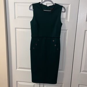 Green & navy blue sleeveless dress with button accents accent size 10 NWOT